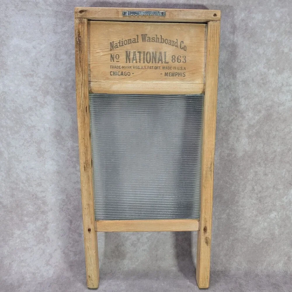 National Washboard Co No 863 The Glass King Lingerie Wash Board Wooden Frame